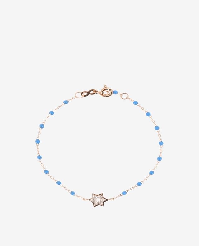 Roségold-Armband mit Diamanten Étoile de David Bleu Fluo GIGI CLOZEAU