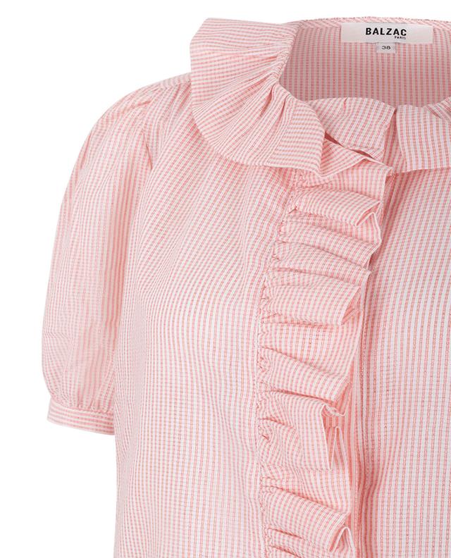 Baignade glittering stripe and ruffle adorned cotton shirt BALZAC PARIS