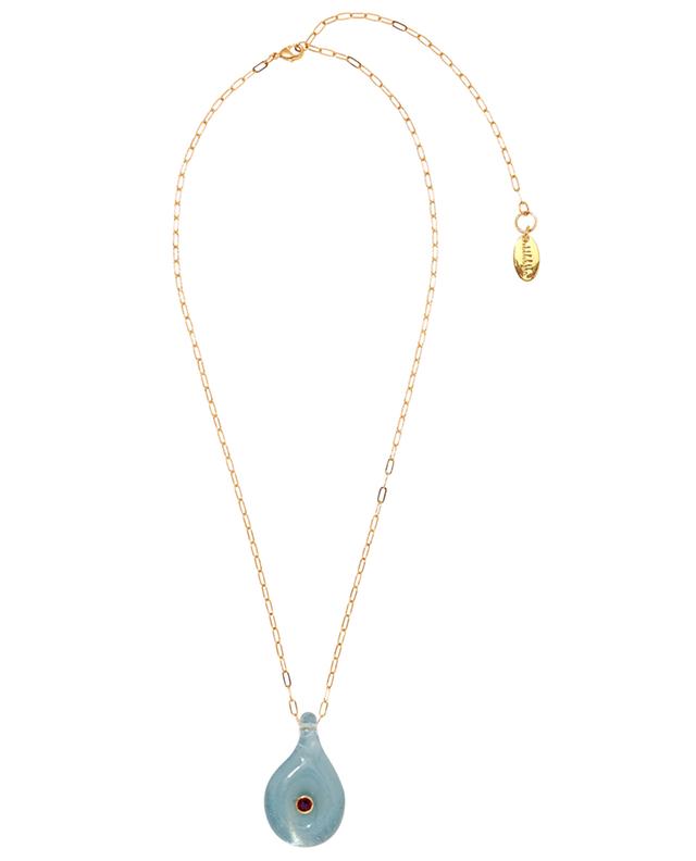 Muse Blue glass pendant adorned long necklace LIZZIE FORTUNATO