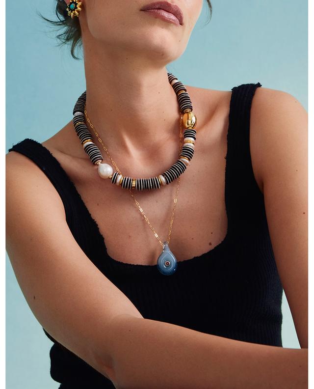 Lange Halskette mit Glasanhänger Muse Blue LIZZIE FORTUNATO