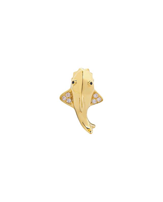 Mono clou d&#039;oreilles en or jaune et diamants Mini Requin YVONNE LEON
