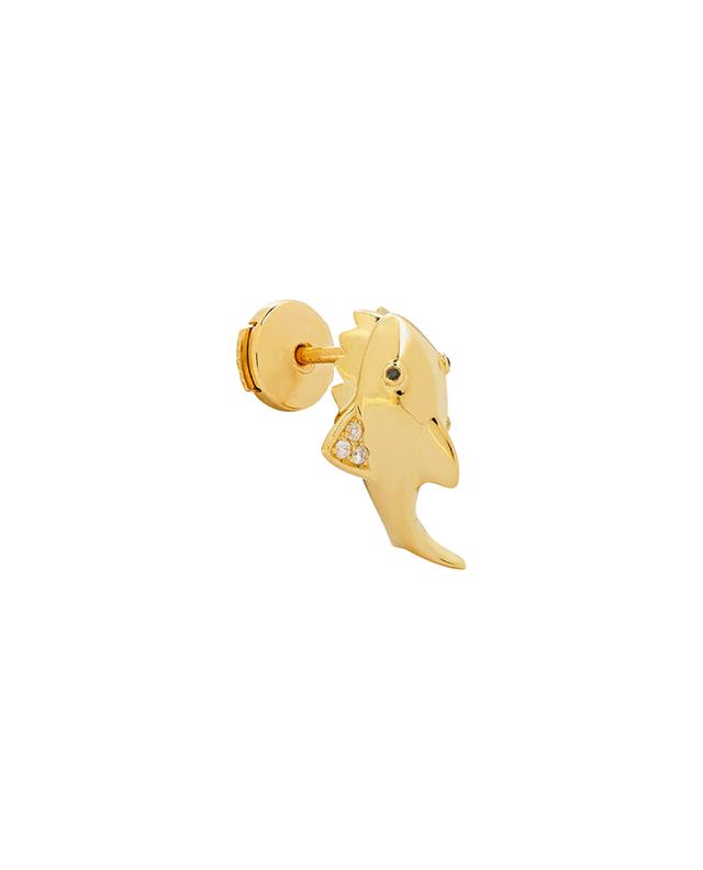Mono clou d&#039;oreilles en or jaune et diamants Mini Requin YVONNE LEON