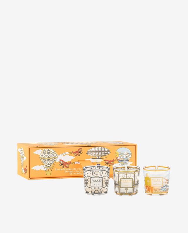 Travel Brussels Roma À Saint-Tropez set of three scented candles BAOBAB