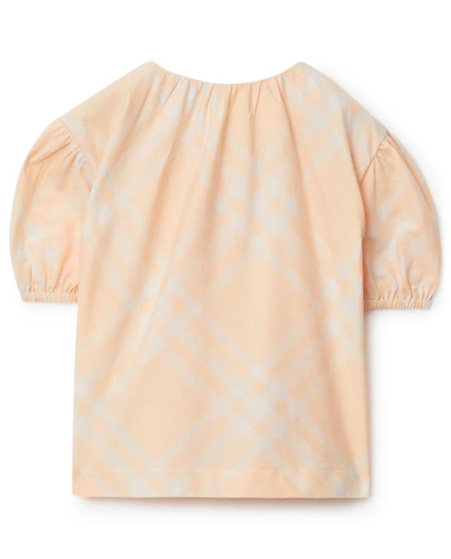 Seasonal Check Pastel Peach girl&#039;s cotton blouse BURBERRY