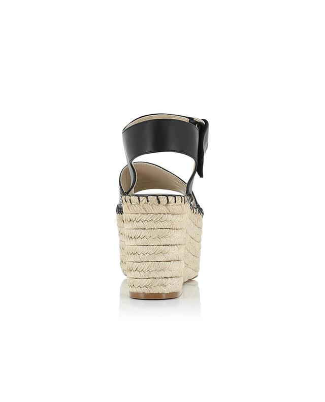 Paloma barcelo sandales compensées en corde et cuir gabrielle noir A32316-NOIR