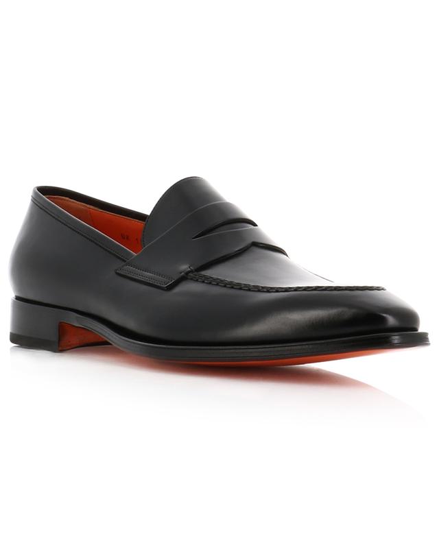 Santoni leather loafers black a46976