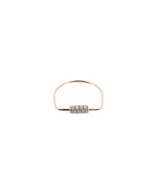 Mini Straw Diamond Ring pink gold ring GINETTE NY