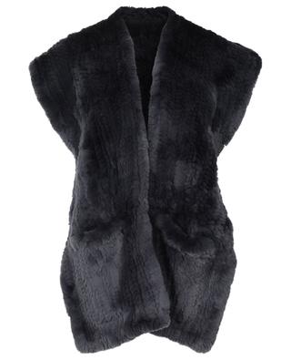 Rabbit fur scarf with hood and pockets YVES SALOMON