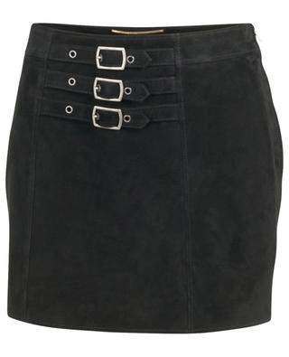 Suede miniskirt with belt buckles SAINT LAURENT PARIS