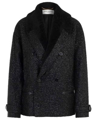 Glittering pea jacket with shearling SAINT LAURENT PARIS