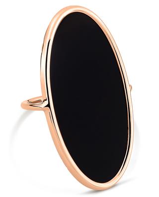 Large Ellipse Onyx Ring pink gold ring GINETTE NY