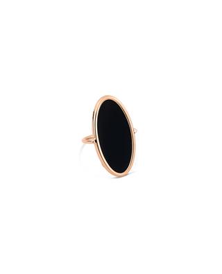Ellipse Onyx Ring pink gold ring GINETTE NY