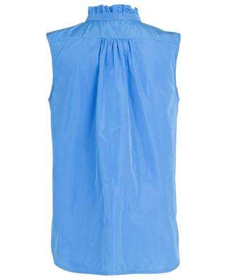 Sleeveless A-line top with high neck and necktie N°21