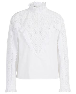 Poplin blouse with ruffled collar adorned with openwork embroideries PHILOSOPHY