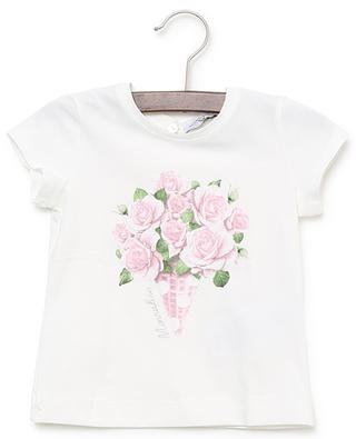 T-shirt en coton imprimé roses MONNALISA