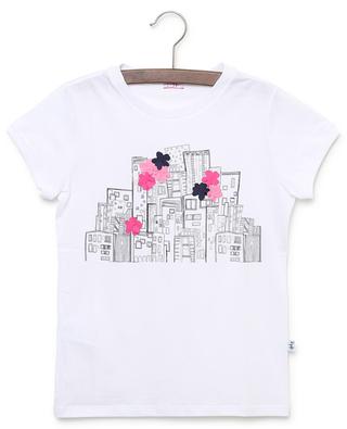 T-shirt en jersey imprimé et fleurs appliquées IL GUFO