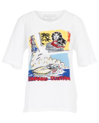 T-Shirt aus Baumwolle mit Stickereien aus Schurwolle ERMANNO SCERVINO