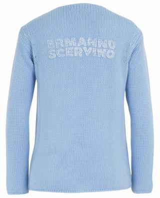 V-neck cashmere jumper with lace logo ERMANNO SCERVINO