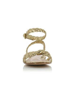 Sandalen aus geflochtemen goldenem Leder und Raffia Bee Flat GIANVITO ROSSI