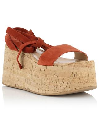 Suede lace-up wedge sandals GIANVITO ROSSI