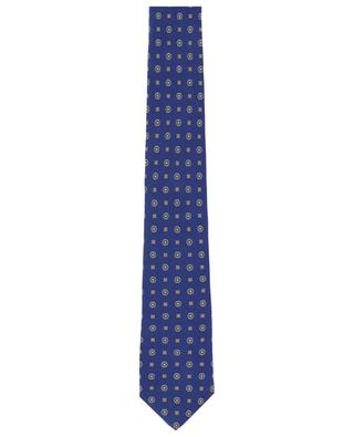 Krawatte aus Seidentwill mit Blüten und Quadraten LUIGI BORRELLI