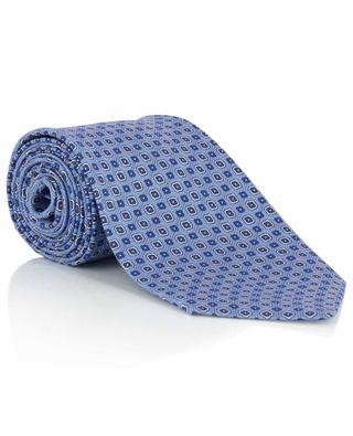 Cravate en sergé de soie motif grille fleurie LUIGI BORRELLI