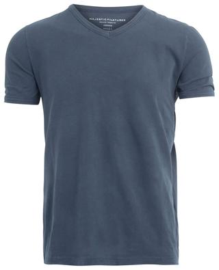 Short-sleeved V-neck T-shirt in stretch jersey MAJESTIC FILATURES