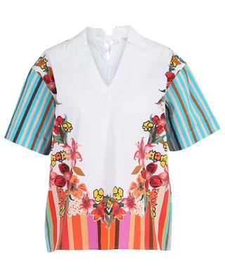 Short-sleeved floral and stripe print poplin shirt LE SARTE PETTEGOLE