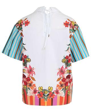 Kurzarm-Hemd aus Popeline mit Streifen und Blüten LE SARTE PETTEGOLE