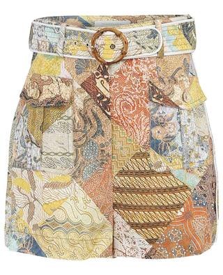 Brightside Piped batik print linen shorts ZIMMERMANN