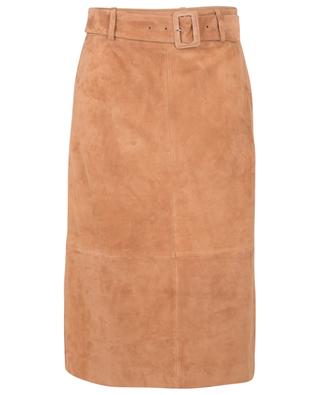 Belted A-line skirt in suede WINDSOR