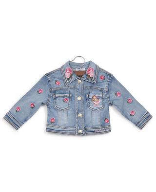 Denim jacket with embroidered roses MONNALISA