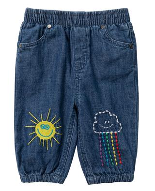 Rainbwo Cloud & Sun embroidered jeans STELLA MCCARTNEY KIDS