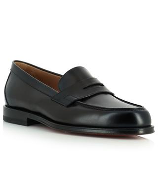 College shiny smooth leather penny loafers SANTONI