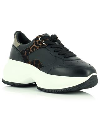 Maxi I Active leather sneakers with leo calf hair leather and golden leather HOGAN