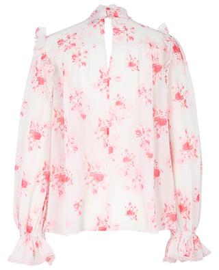 Ruffled pin tucked top in floral chiffon SELF PORTRAIT