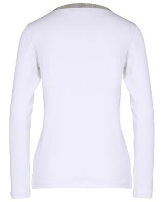 Cotton-blend top with shiny V-neck FABIANA FILIPPI