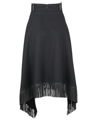 Fringed asymmetrical virgin wool and leather A-line skirt SAINT LAURENT PARIS