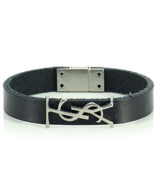 Opyum monogrammed leather and silver metal bracelet SAINT LAURENT PARIS