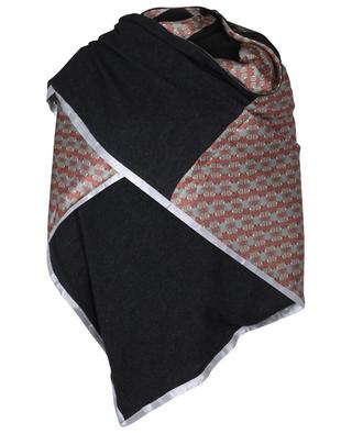 Horses Grey wool blend abstract triangle scarf EBONY & IVORY