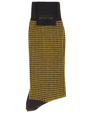 Bombay houndstooth printed cotton and cashmere blend socks ALTO MILANO