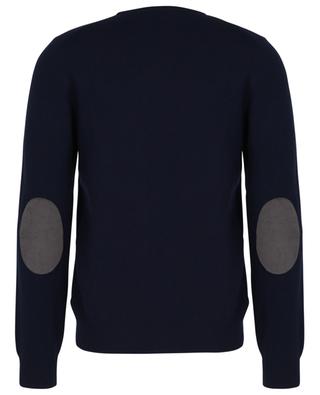 Round neck virgin wool and cashmere blend jumper with elbow patches GRAN SASSO