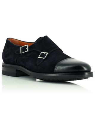 Suede and smooth leather monk strap shoes SANTONI