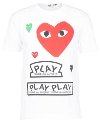 Printed short-sleeved tee with embroidered hearts COMME DES GARCONS PLAY