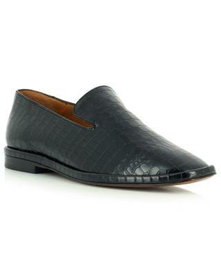 Olympia croc effect leather square toe loafers CLERGERIE