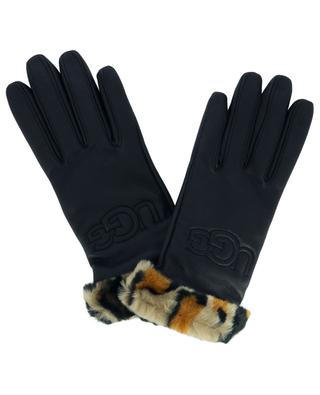 Leather gloves with leopard fake-fur UGG