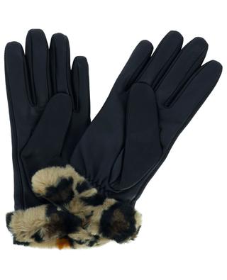 Leather gloves with leopard fake-fur UGG