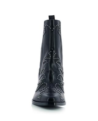Smooth leather western booties with studded flame patterns SARTORE