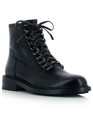 Grainy leather lace-up ankle boots with chain details BONGENIE GRIEDER