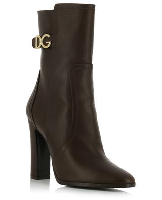 Caroline 105 heeled leather ankle boots with monogram DOLCE & GABBANA